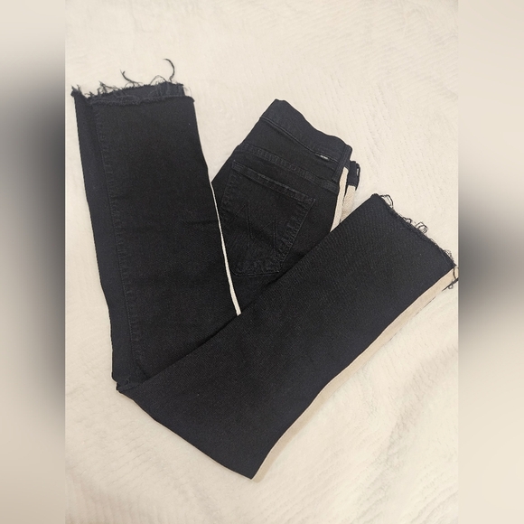 Mother Insider Striped Crop Step-Hem Fray Jeans In Guilty Racer Size 28 - Picture 10 of 16